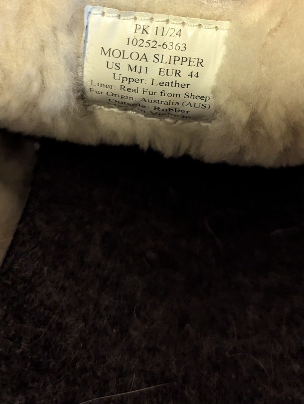 Olukai Moloa Men's Brown Leather Slipper, 11 - Picture 6 of 9